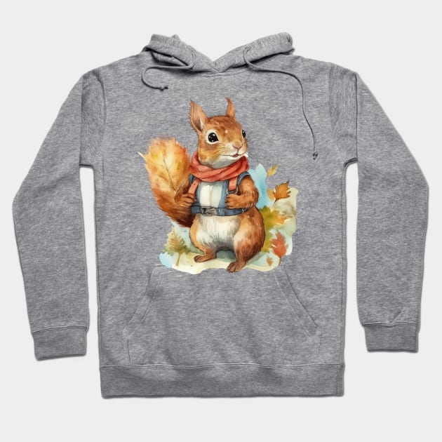 Watercolor Adventure Squirrel #7 Hoodie by Chromatic Fusion Studio